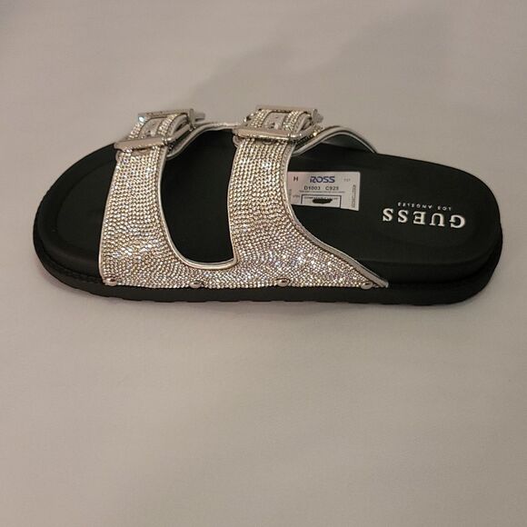 BRAND NEW GUESS GLASS STONES RHINESTONE SLIDE SANDALS - Picture 16 of 16